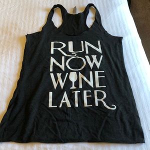 Run now, wine later tank top